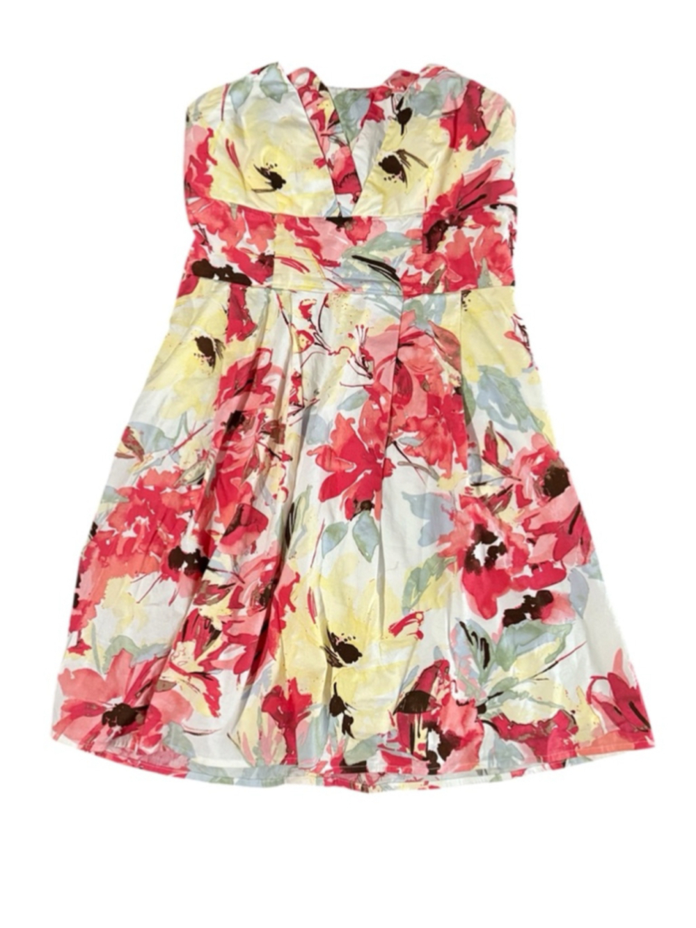 Women's Maurices Strapless Floral Dress Juniors 7 White Red